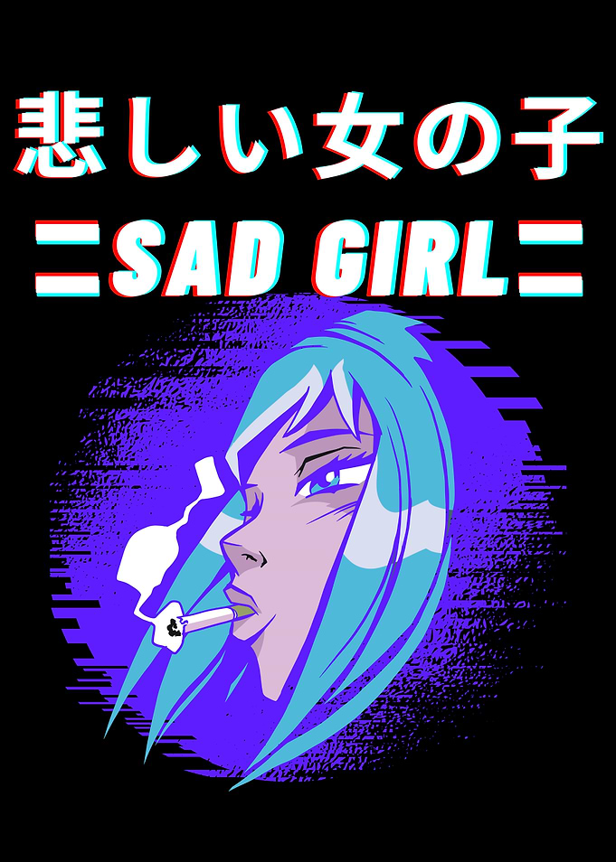 Sad Girl Smoking Anime