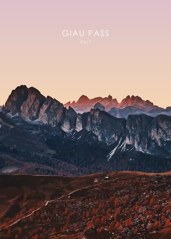 Giau Pass Italy Travel Art