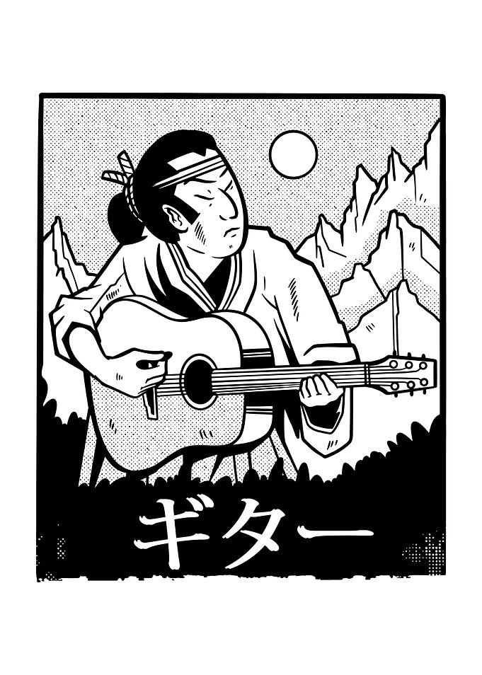 SAMURAI PLAYING GUITAR