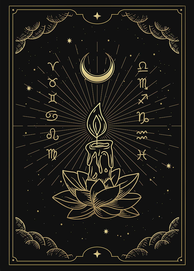 Candle with lotus flowers