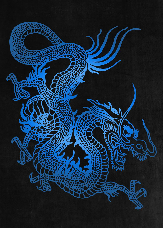 Blue Chinese Dragon Art