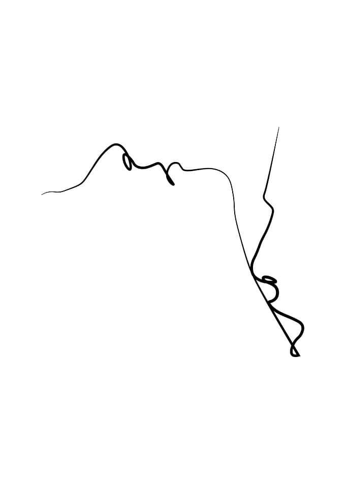 Couple Kiss Line Art