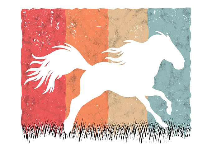Friesian Horse Retro Rider