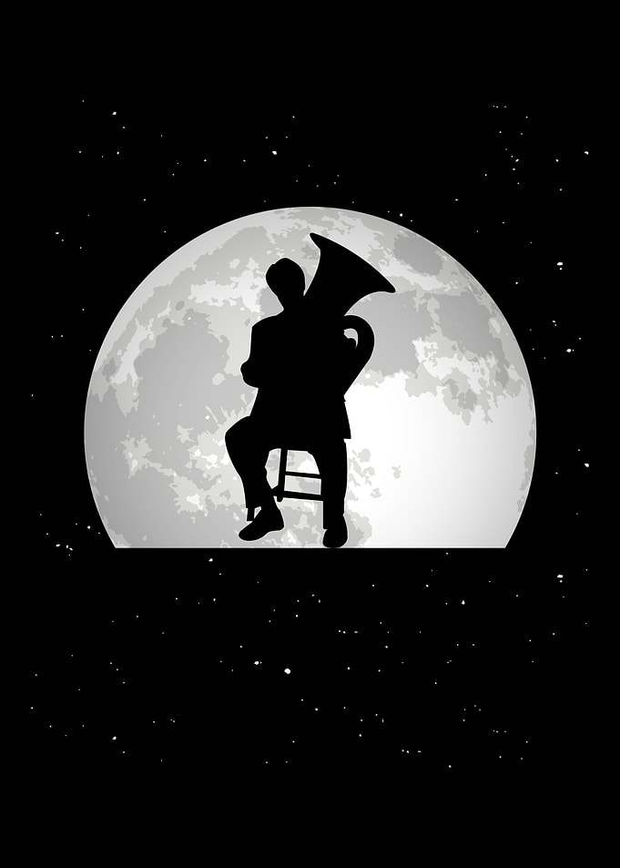 Tuba Player Moon Musician