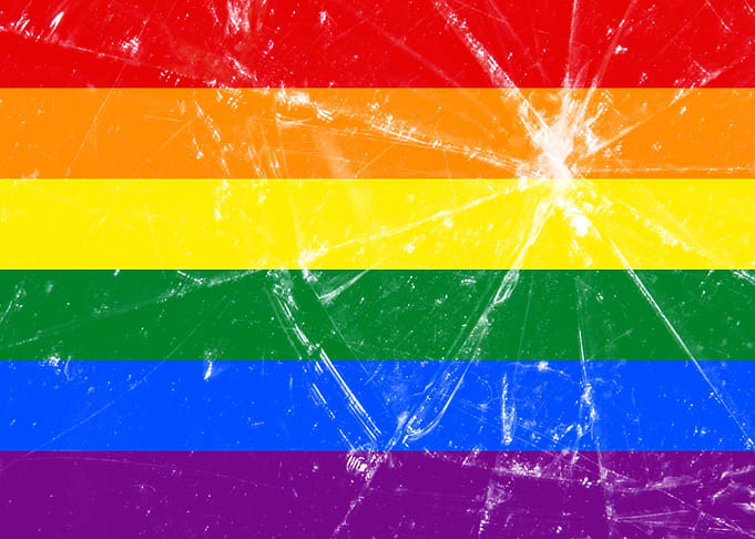 LGBT flag glass broken hol