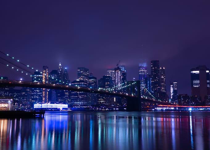 Night city light bridge