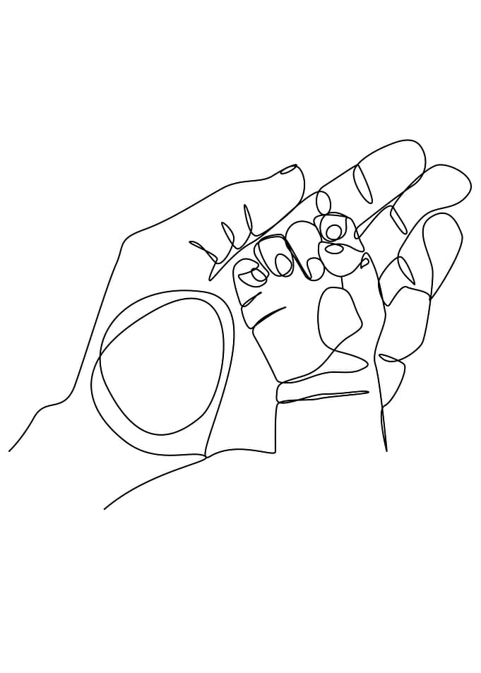 One Line Art Family Hand