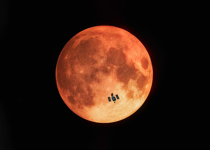 Moon lunar eclipse satelit