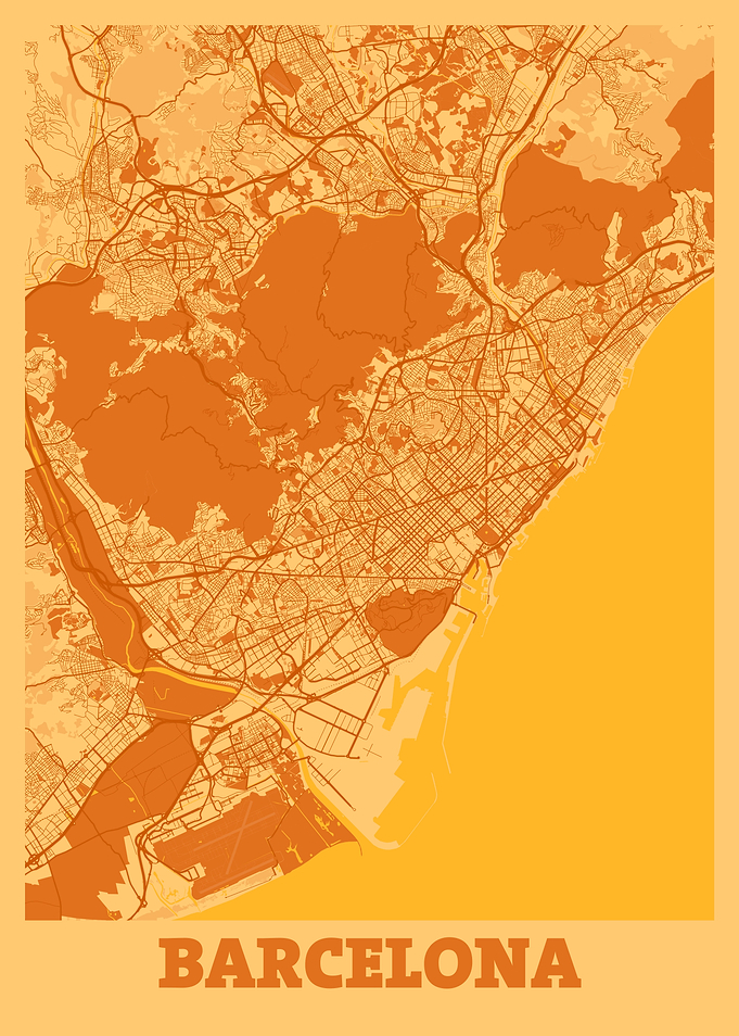 Barcelona Sunset City Map