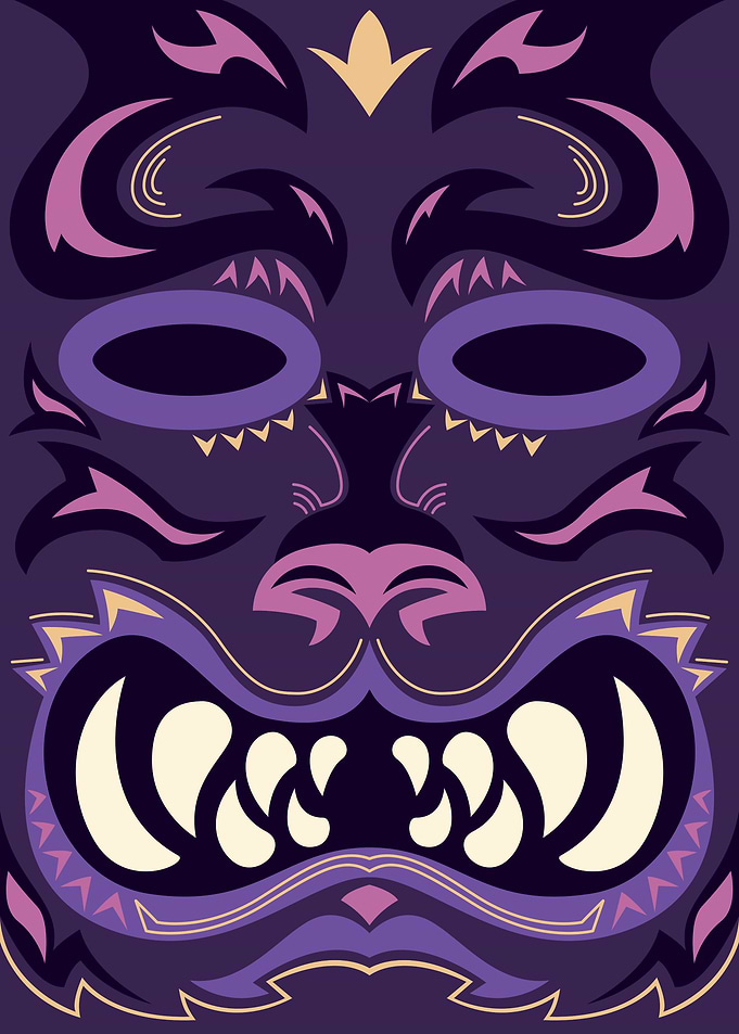 Tribal Mask purple tiger