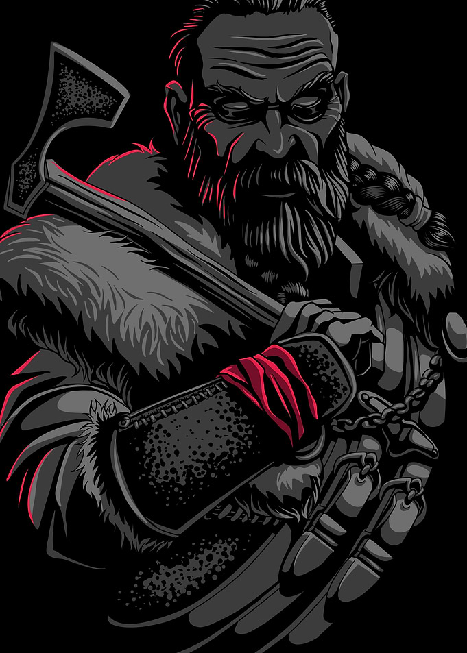 Viking Warrior Holds Axe