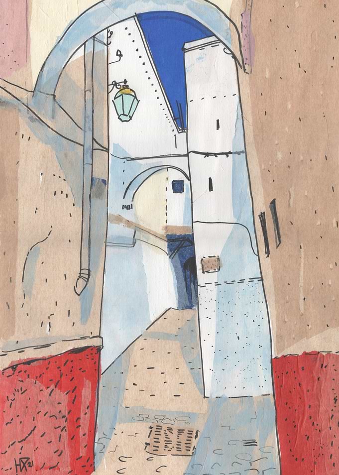 Morocco Street Collage Art