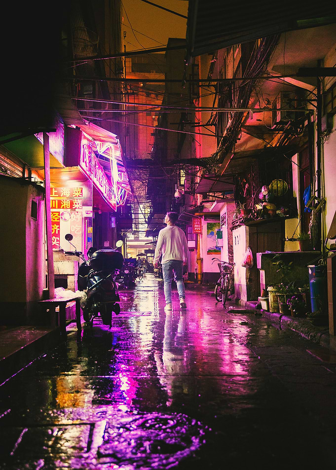 Through the city lights