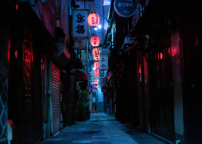 Asian lamps in the street