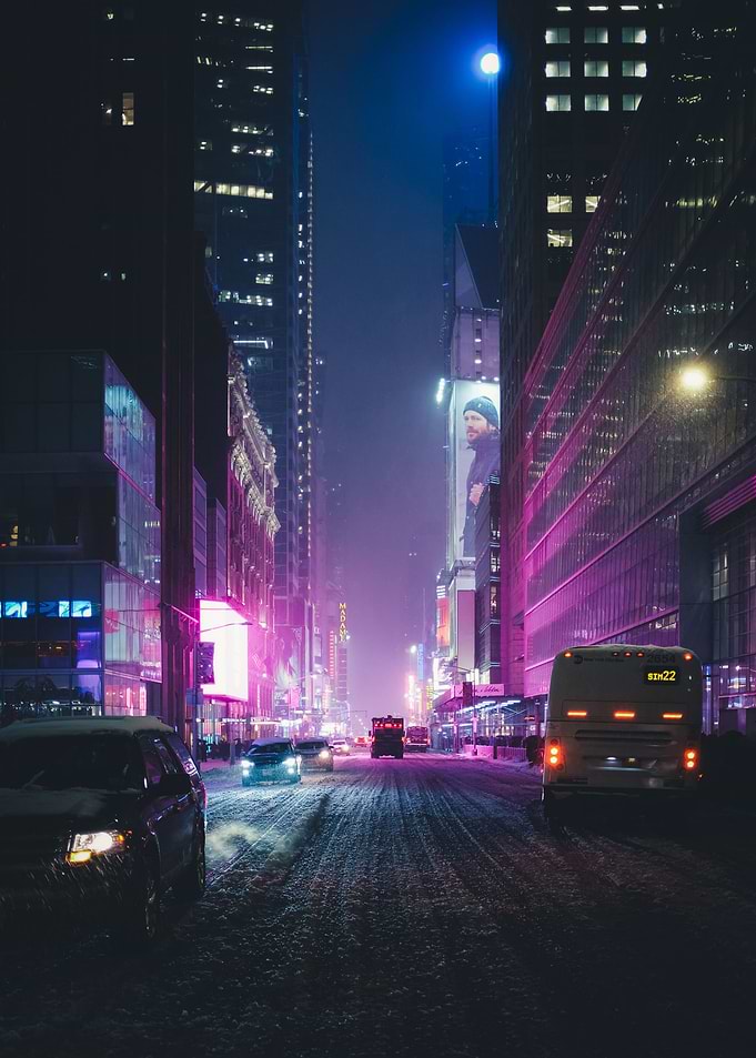 Winter night neon light