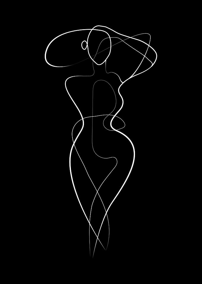 One line art woman nude