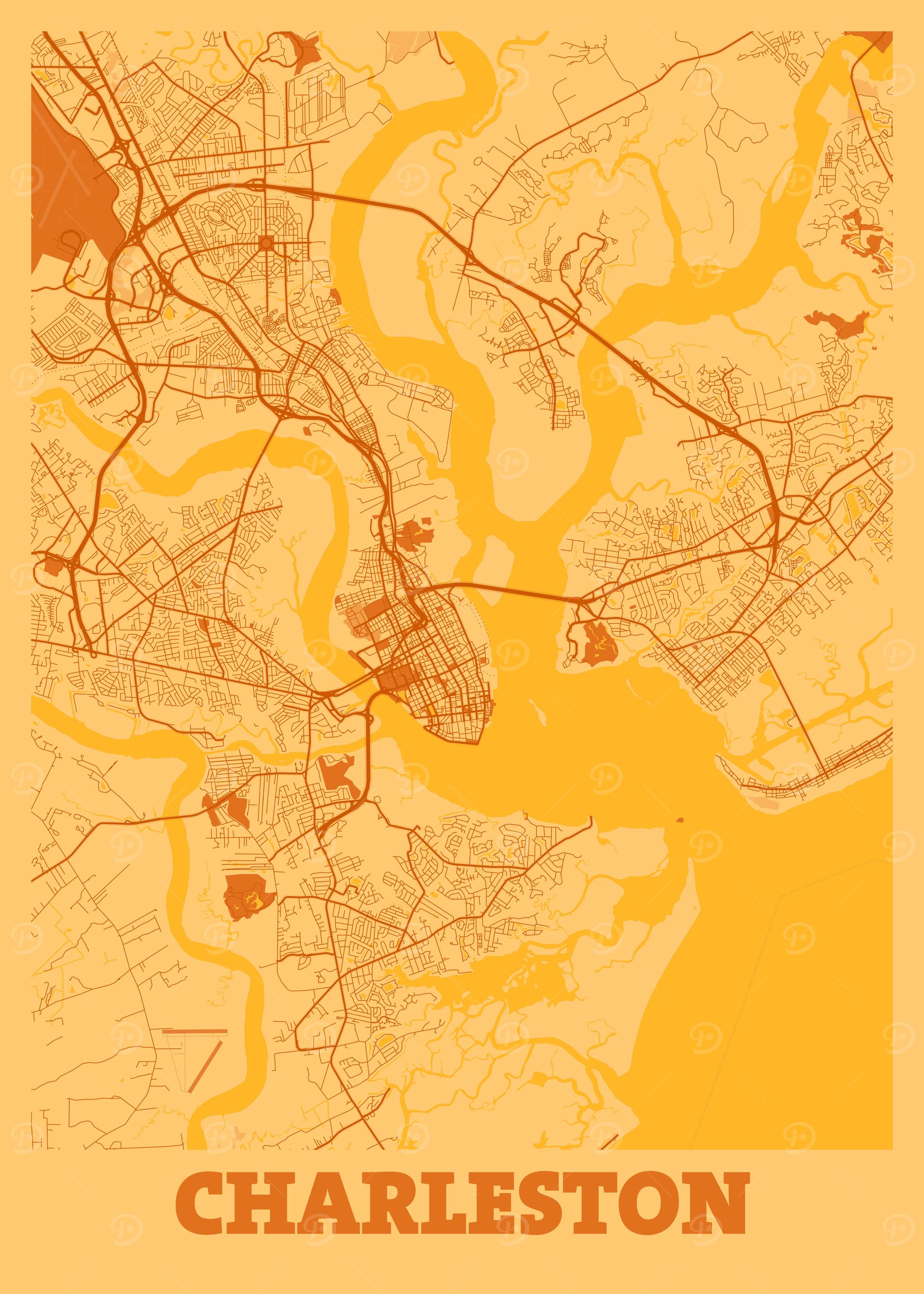 Charleston Sunset City Map