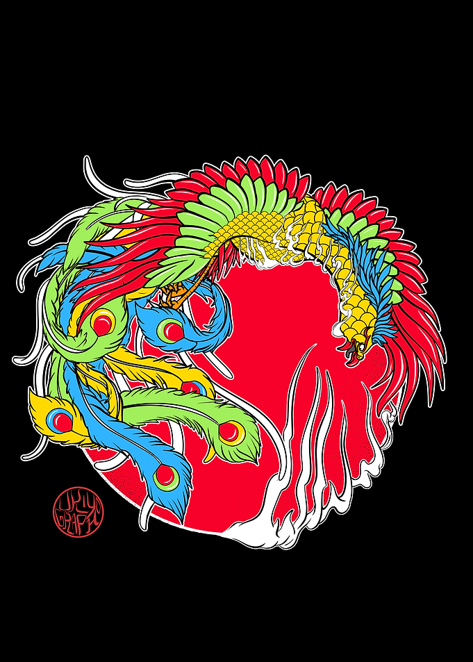 Japanese Phoenix and fire