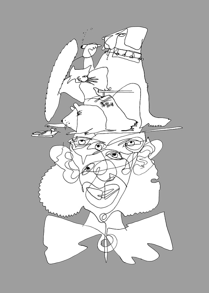 Abstract Clown And Pets