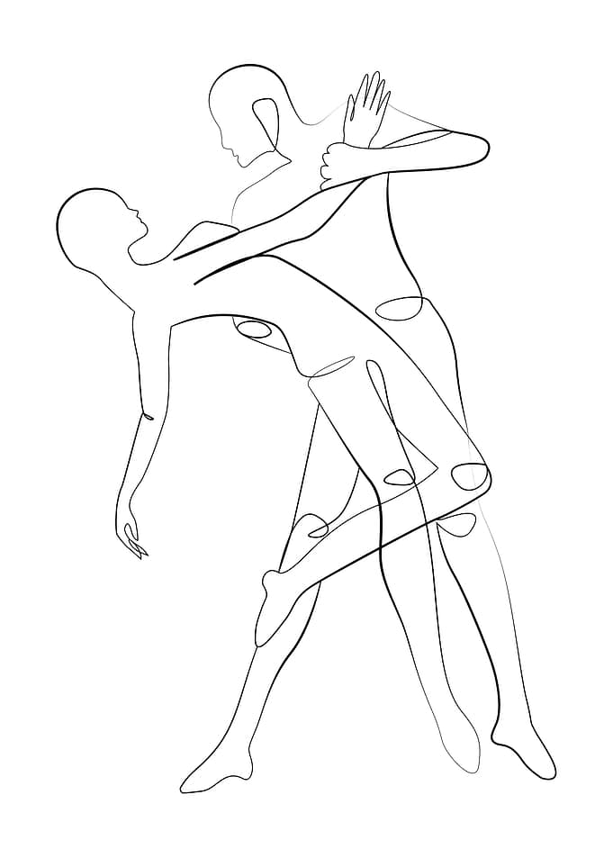 Couple dance one line art