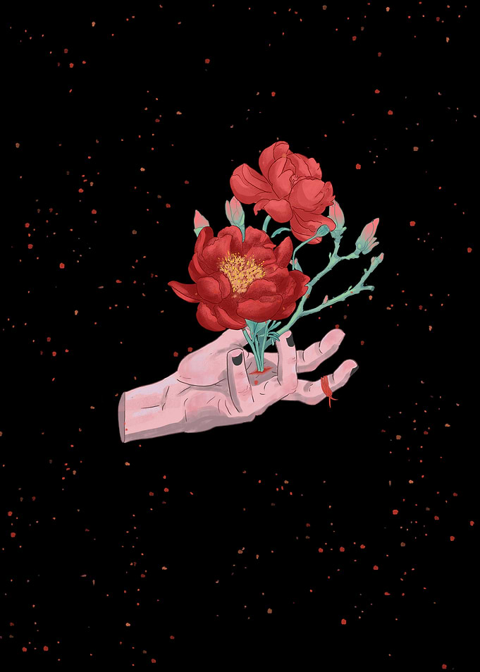Magic hand with flowers