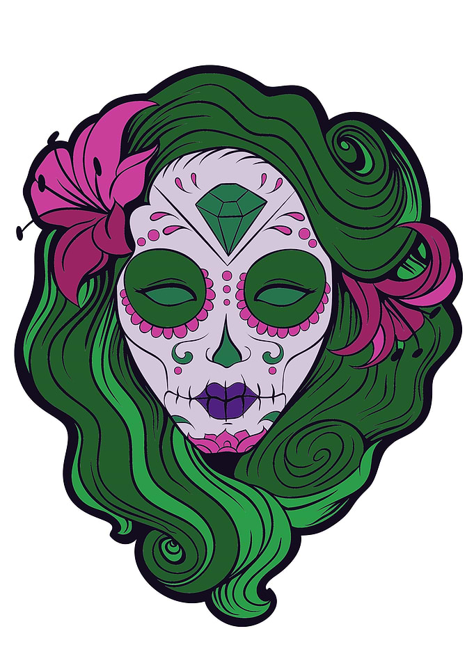 Sugar Skull Pin Up