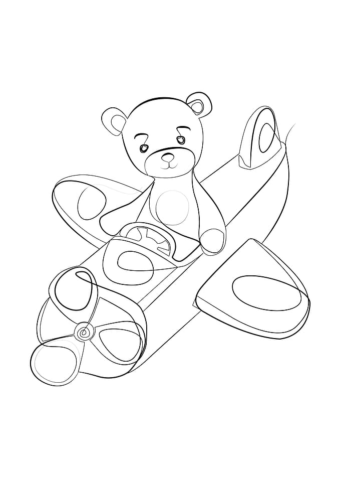 Tedy bear one line art