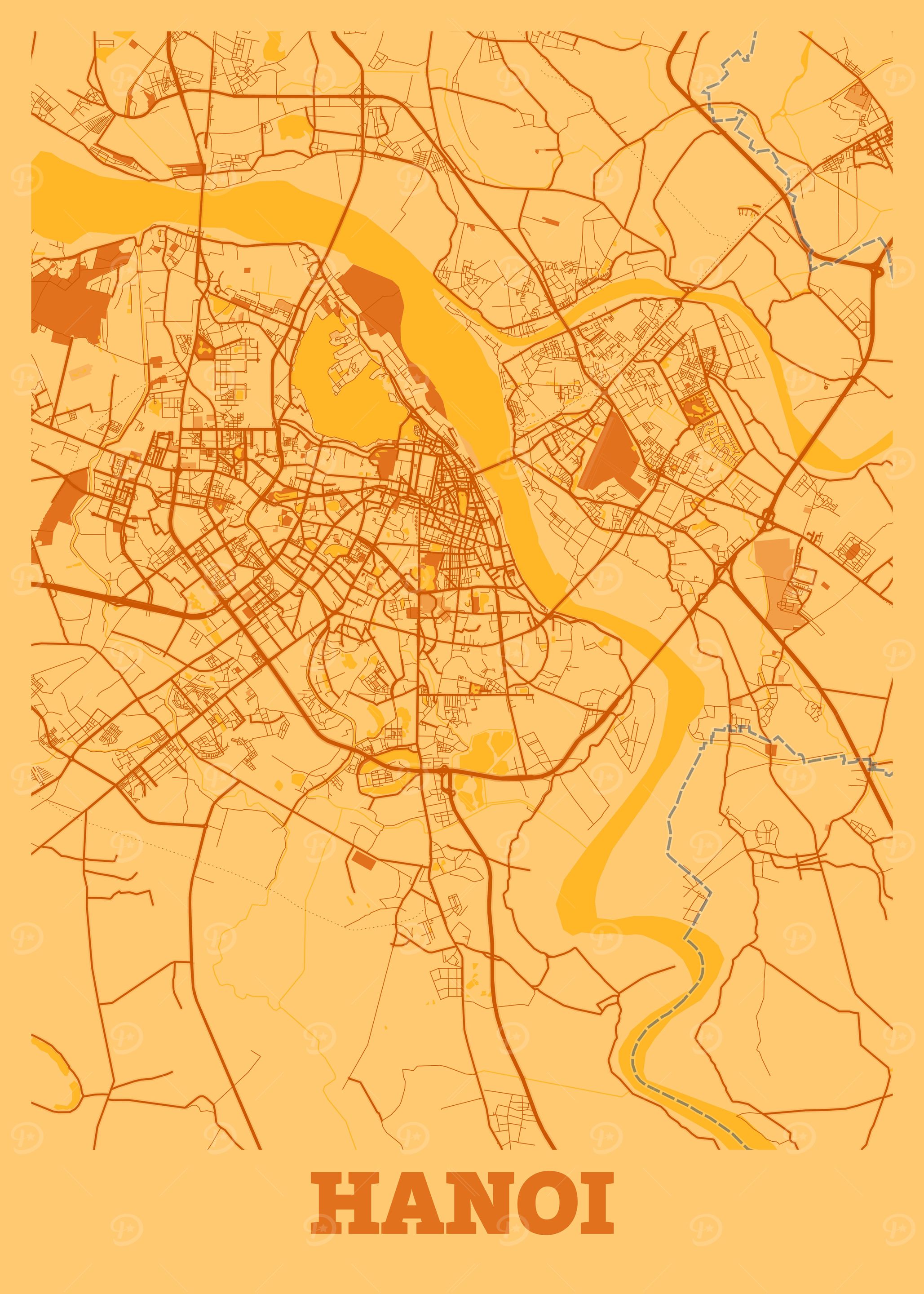 Hanoi Sunset City Map