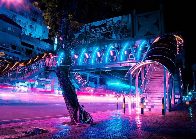 Glowy bridge walk
