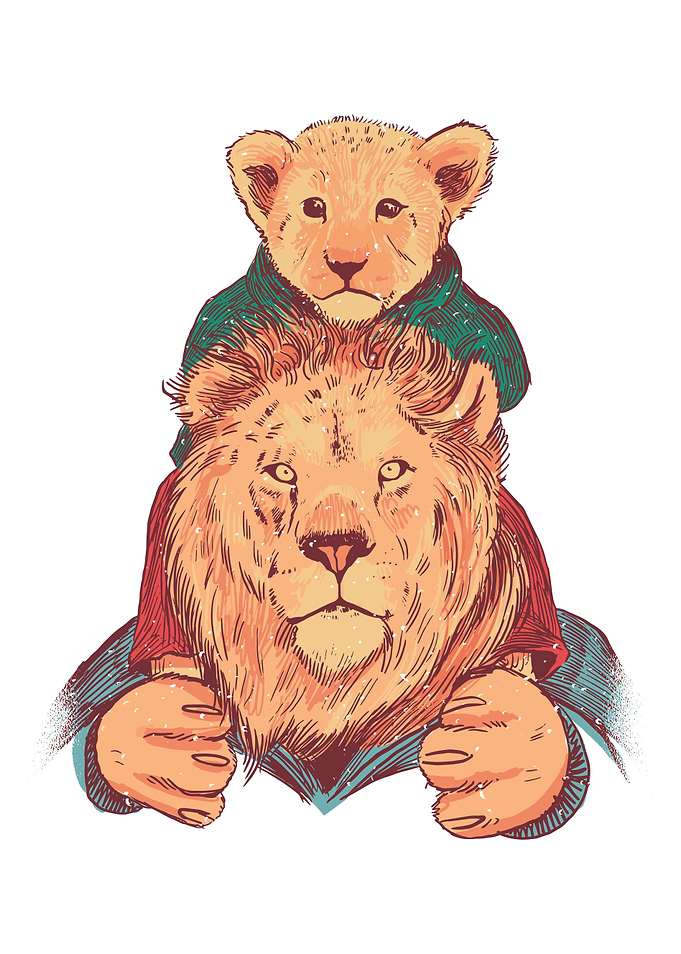 FATHER AND SON LION