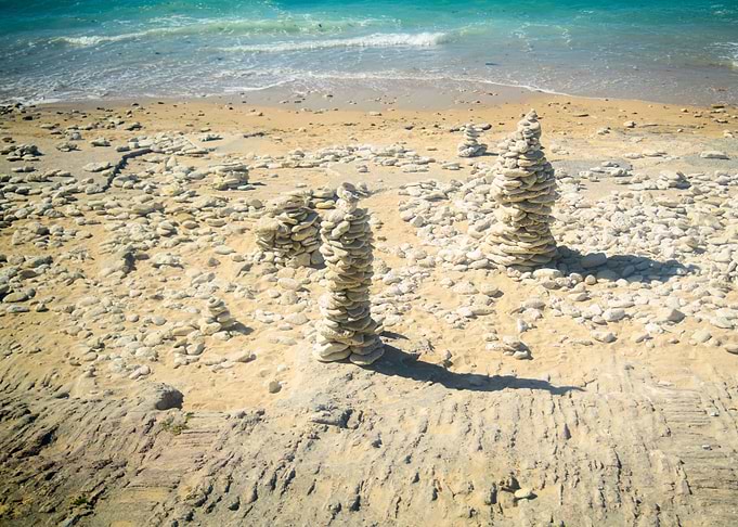 Pile of stones on beach