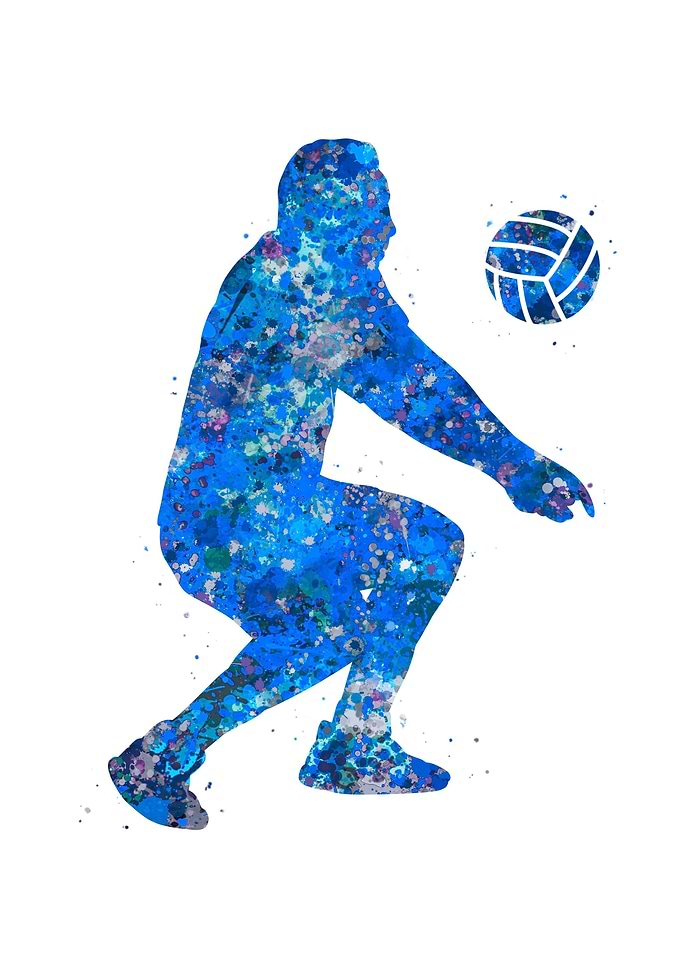 Volleyball player blue art