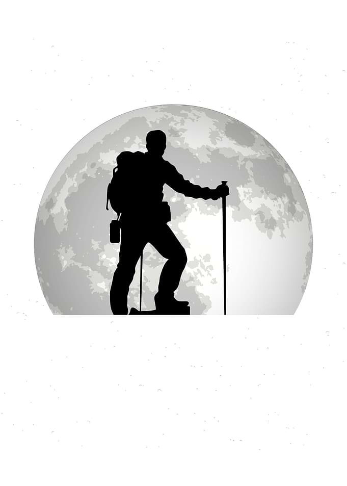 Hiker Moon Mountain Hiking