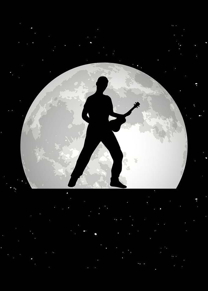 Ukulele Player Moon Gift
