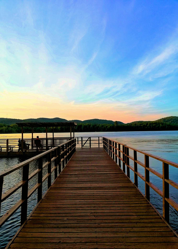bridge beach sunset blue