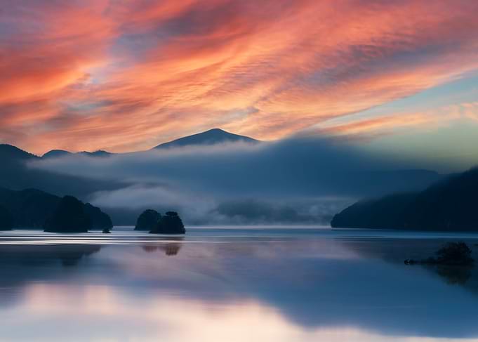 Sunrise Lake View in Japan