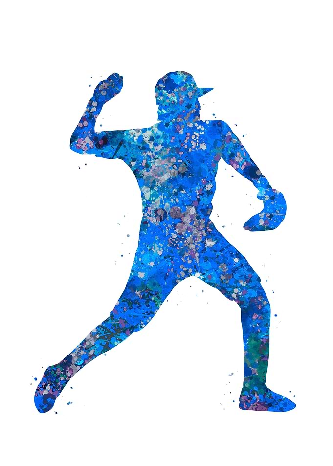 Baseball pitcher blue art
