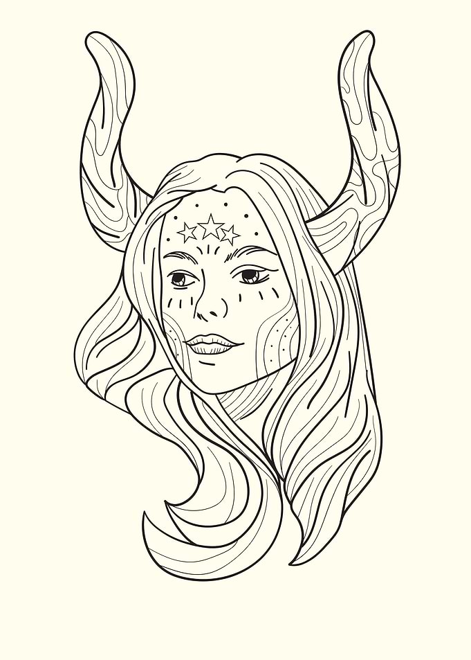 One Line Art Zodiac Woman