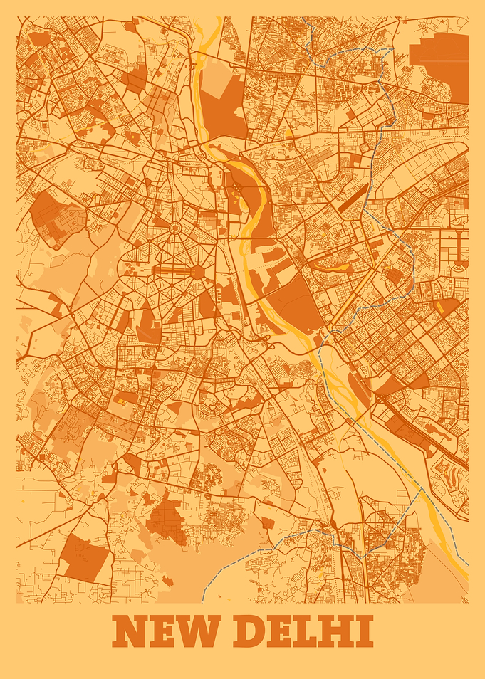 New Delhi Sunset City Map
