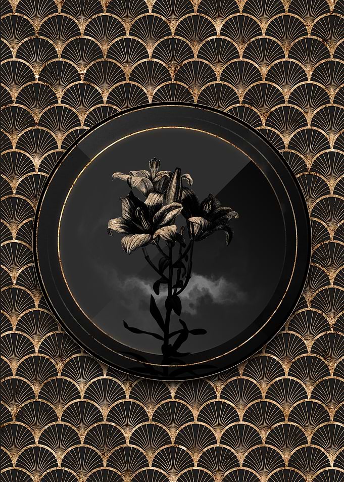 Shadowy Art Deco Fire Lily