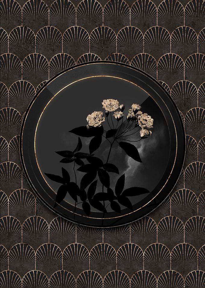 Shadowy Art Deco Gold Rose