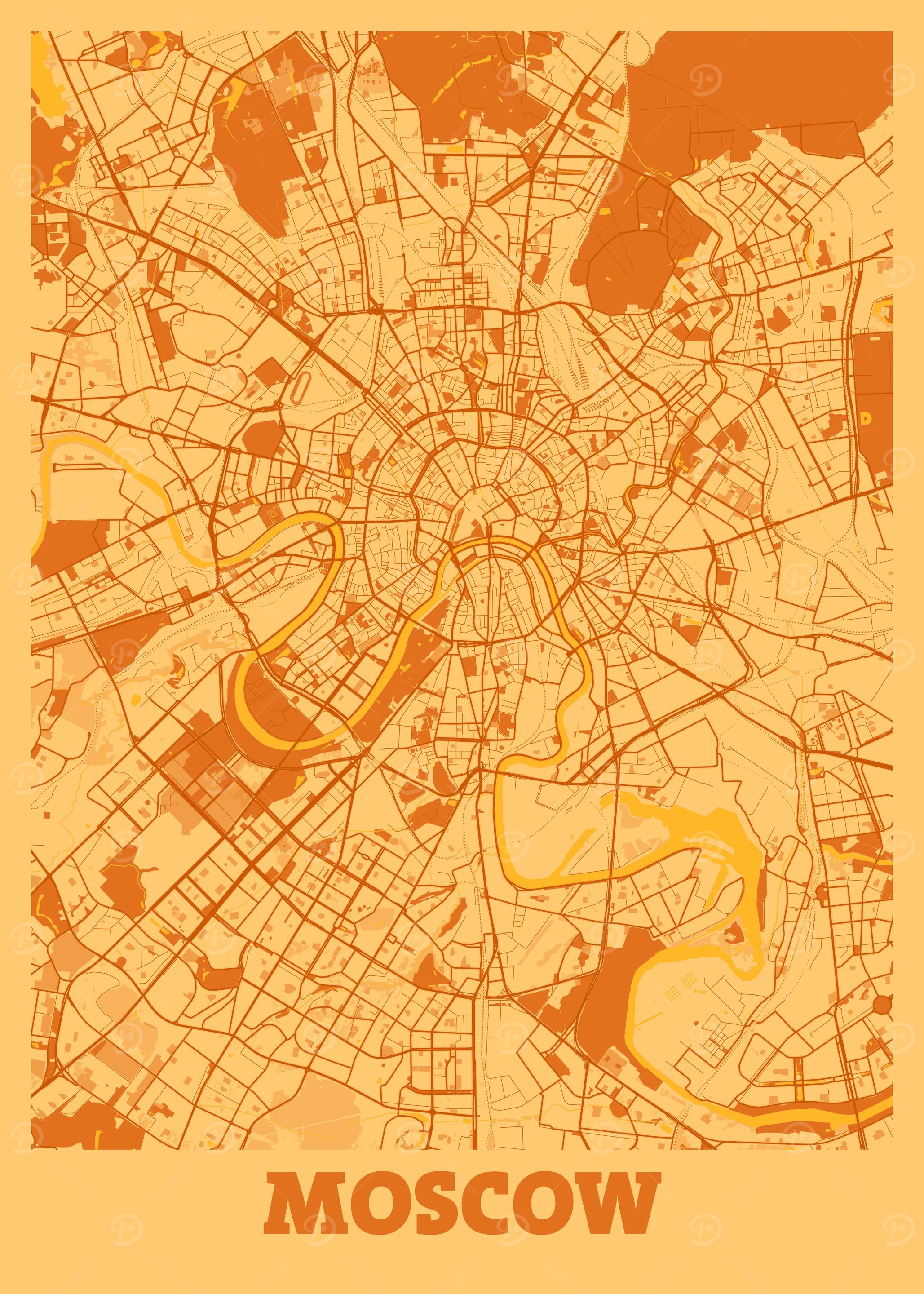 Moscow Sunset City Map