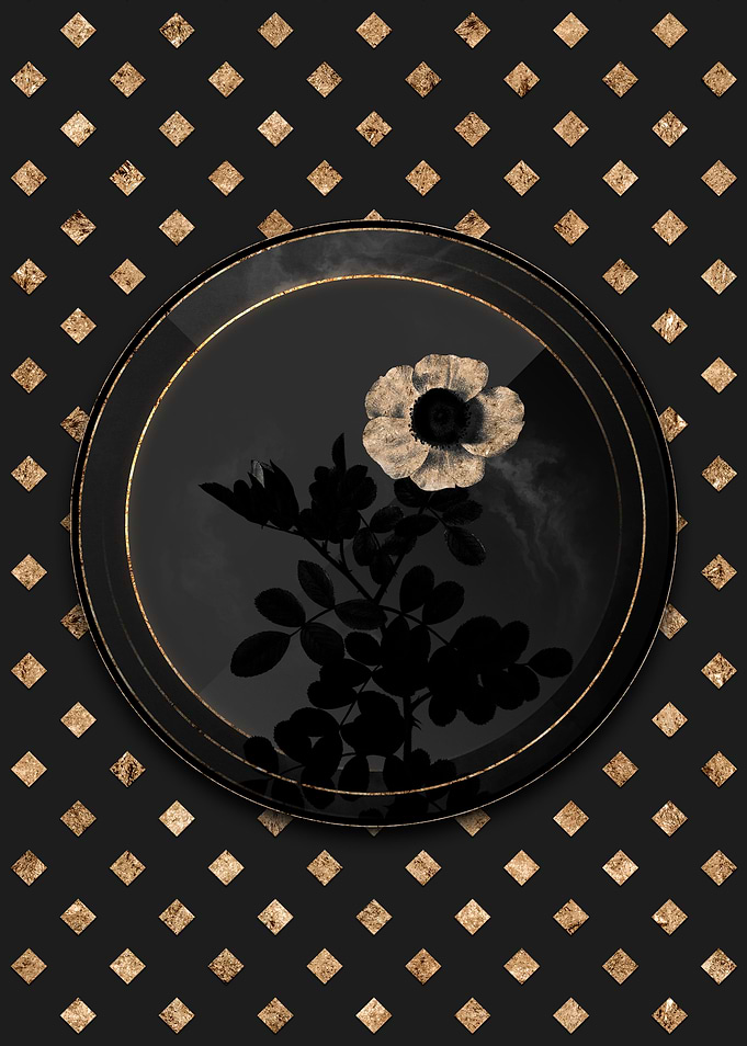 Art Deco Gold Shadowy Rose