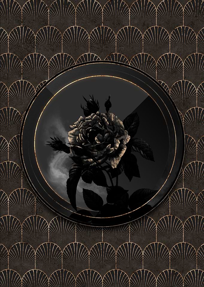 Art Deco Gold Shadowy Rose