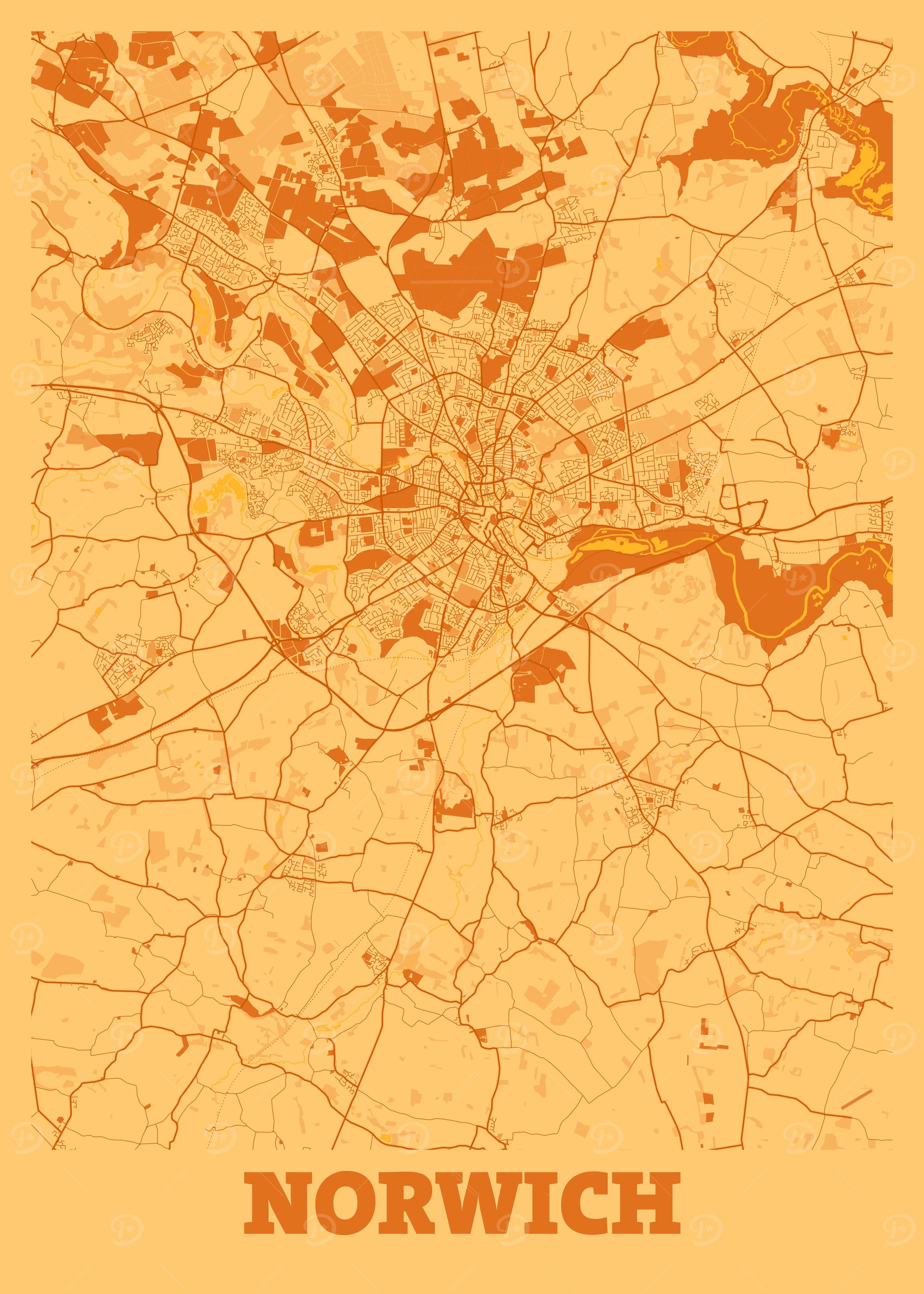 Norwich Sunset City Map