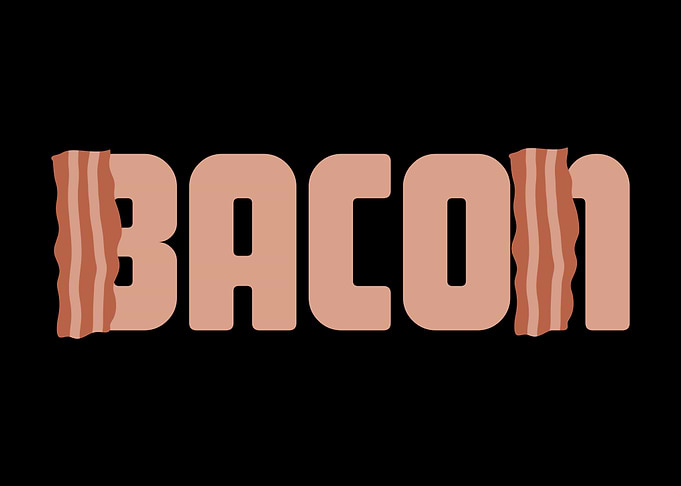 Bacon Lettering Meat Pig