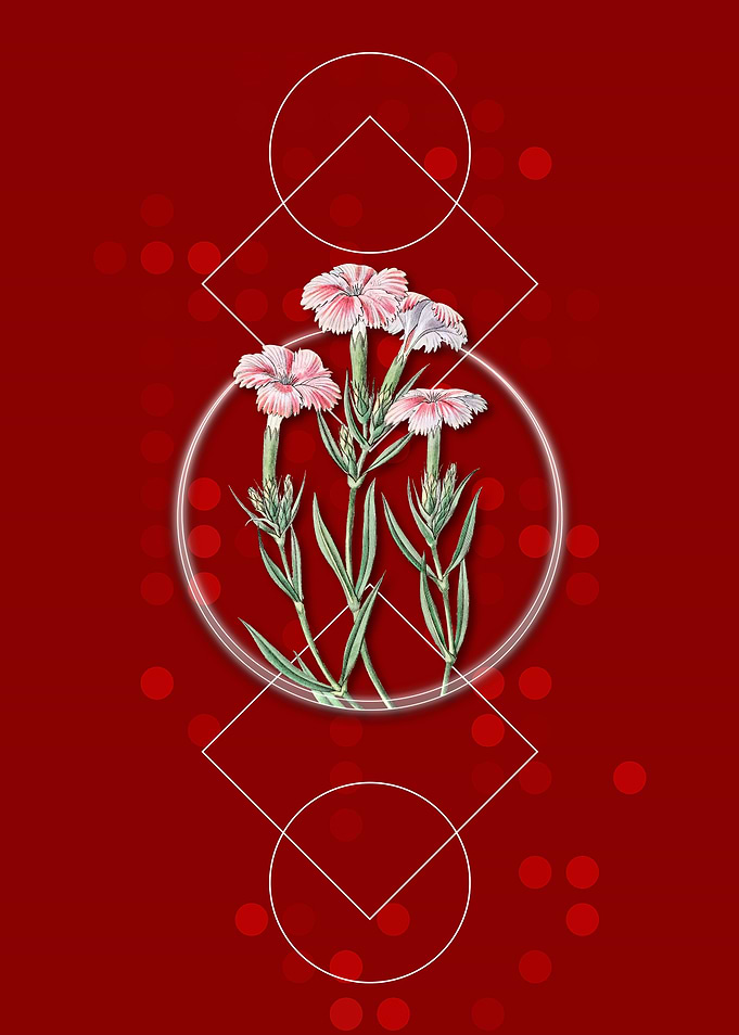 Geometric Tree Pink Flower