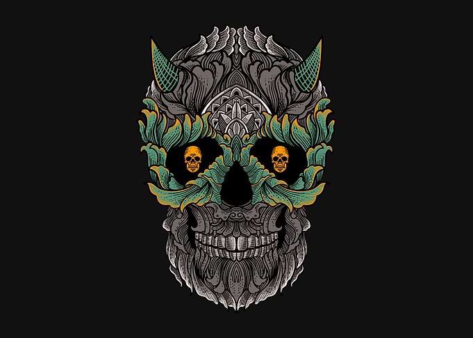 Floral skull detailed art
