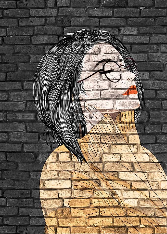 Young Woman Graffiti Art