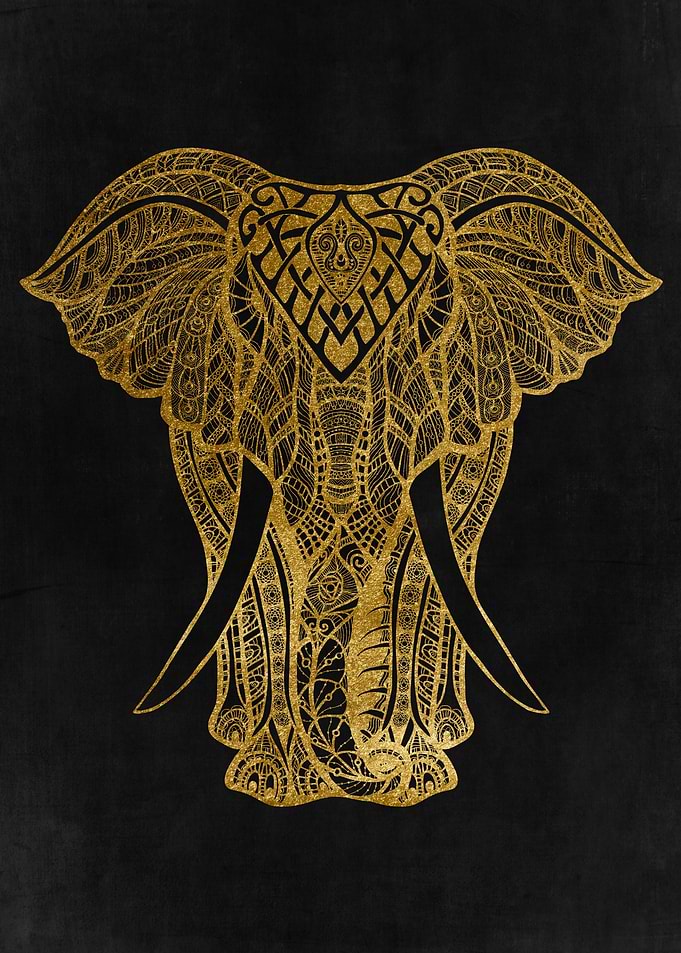 Golden Minimalist Elephant